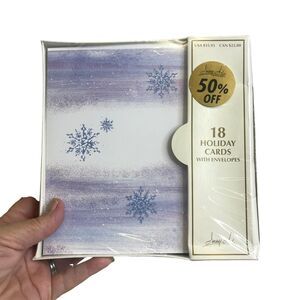 Image Arts 18 Holiday Christmas Greeting Cards +Envelopes Blue Snowflake Secular